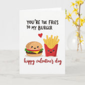 Carte de la Saint-Valentin Cute Burger Fries (Fleur jaune)