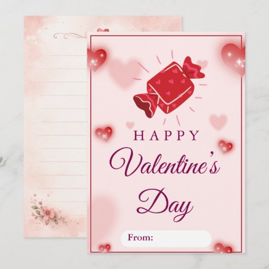Carte de la Saint-Valentin Cute Candy Love (Devant / Derrière)