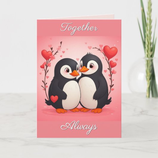 Carte de la Saint-Valentin d'amour de pingouin ens (Devant)