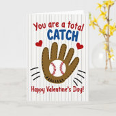 Carte de la Saint-Valentin de catch de baseball (Fleur jaune)