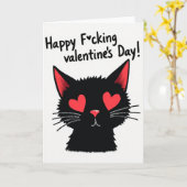 Carte de la Saint-Valentin de chat noir impoli (Fleur jaune)