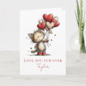 Carte de la Saint-Valentin de chaton mignon – Je t (Devant)