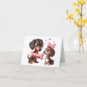 Carte de la Saint-Valentin de dachshund animé (Fleur jaune)
