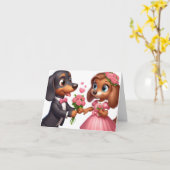Carte de la Saint-Valentin de dachshund animée (Fleur jaune)