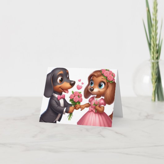 Carte de la Saint-Valentin de dachshund animée (Devant)