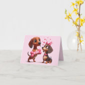 Carte de la Saint-Valentin de dachshund animée (Fleur jaune)