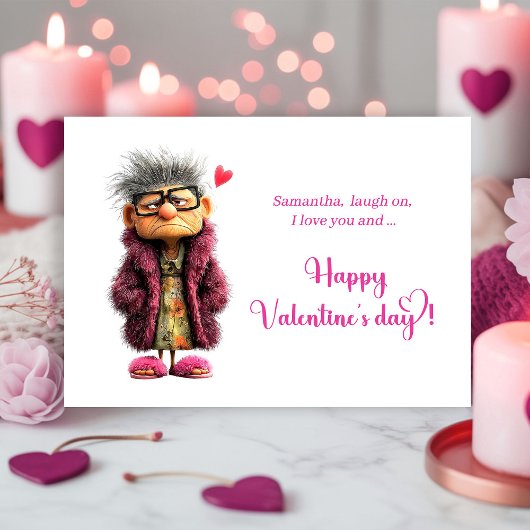 Carte de la Saint-Valentin de Dame âgée grincheuse