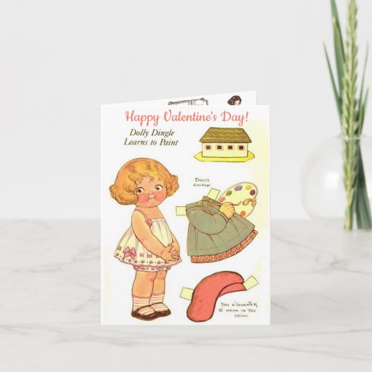 Carte de la Saint-Valentin de deux poupées en papi (Devant)