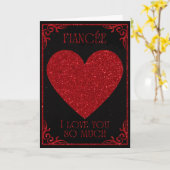 Carte de la Saint-Valentin de fiancée pailletée (Fleur jaune)