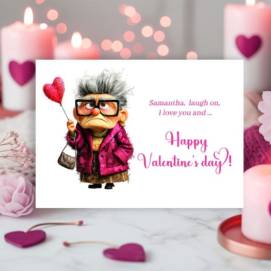 Carte de la Saint-Valentin de grand-mère ennuyée d