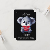 Carte de la Saint-Valentin de koala mignon (Devant/Arrière en situation)