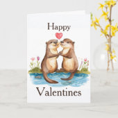 Carte de la Saint-Valentin de la loutre (Fleur jaune)