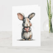 Carte de la Saint-Valentin de Lapin Mignon avec Cœ (Devant)