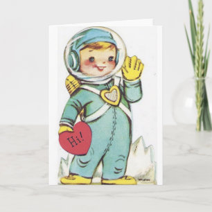 Carte de la Saint-Valentin de l'astronaute rétro