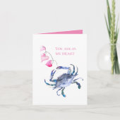 Carte de la Saint-Valentin de plage Crabe bleu et  (Devant)