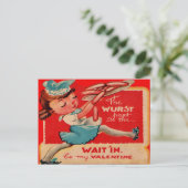 Carte de la Saint-Valentin de serveuse de hot-dog (Debout devant)