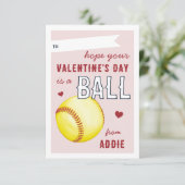 Carte de la Saint-Valentin de softball "Amusez-vou (Debout devant)