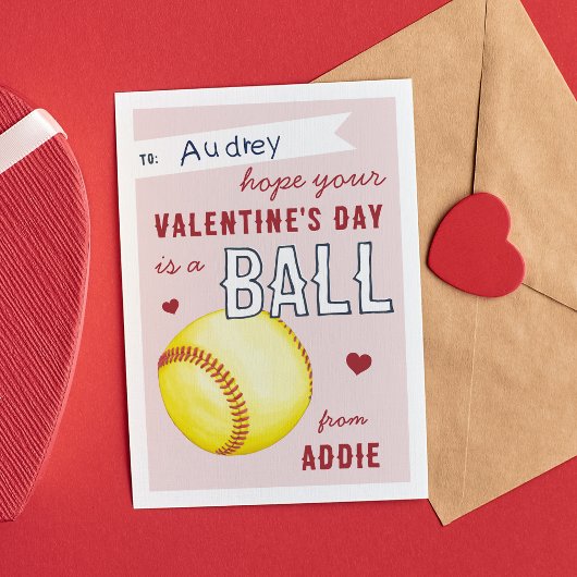 Carte de la Saint-Valentin de softball "Amusez-vou