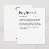 Carte de la Saint-Valentin Définition Petit Ami (Devant / Derrière)