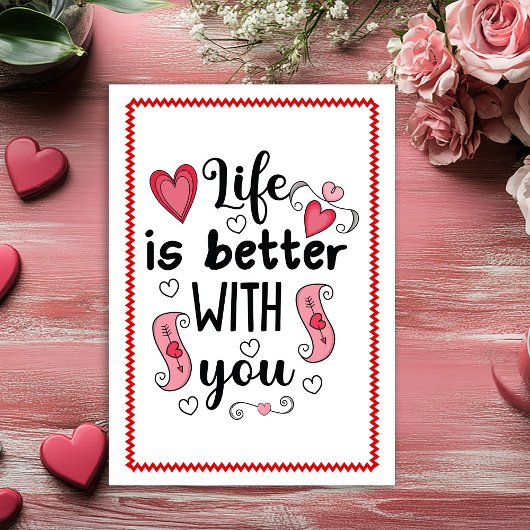 Carte de la Saint-Valentin dessinée à la main Roug