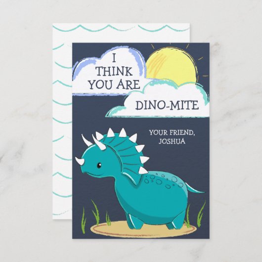 Carte de la Saint-Valentin dinosaure pour enfants  (Devant / Derrière)