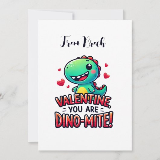Carte de la Saint-Valentin dinosaure pour les enfa (Devant)