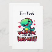 Carte de la Saint-Valentin dinosaure pour les enfa (Devant / Derrière)