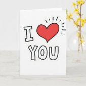 Carte de la Saint-Valentin Doodle Rouge Je T'Aime (Fleur jaune)
