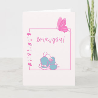 Carte de la Saint-Valentin douce avec couple, papi