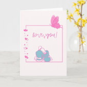 Carte de la Saint-Valentin douce avec couple, papi (Fleur jaune)