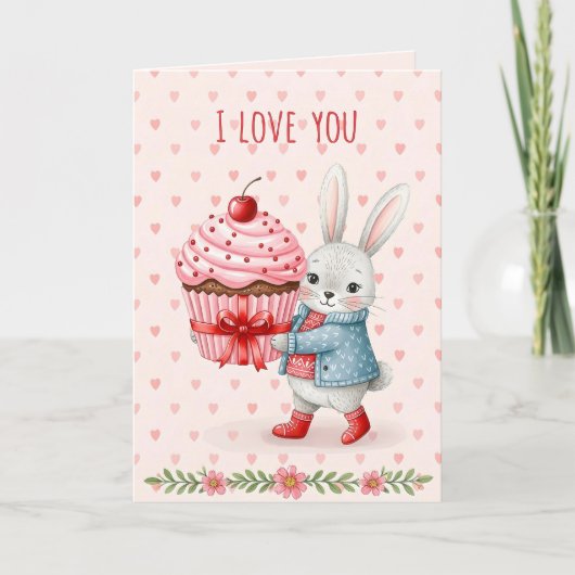 Carte de la Saint-Valentin douce avec lapin mignon (Devant)