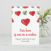 Carte de la Saint-Valentin douce cœur de melon rou (Debout devant)