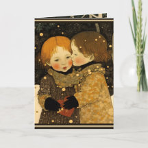 Carte de la Saint-Valentin doux dans la forêt garç