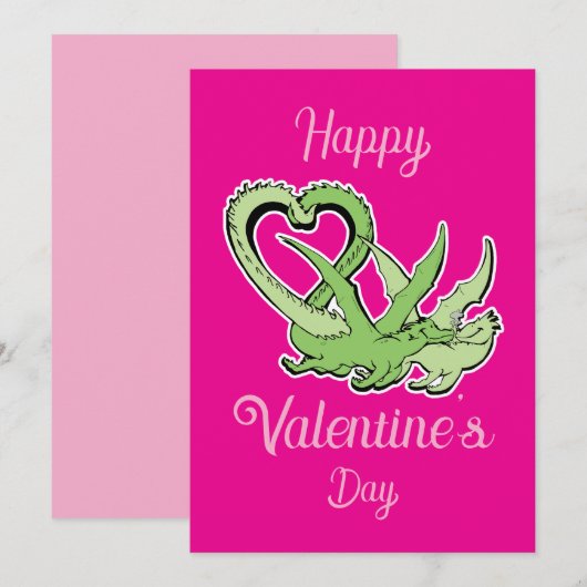 Carte de la Saint-Valentin Dragons Amoureux Queue (Devant / Derrière)