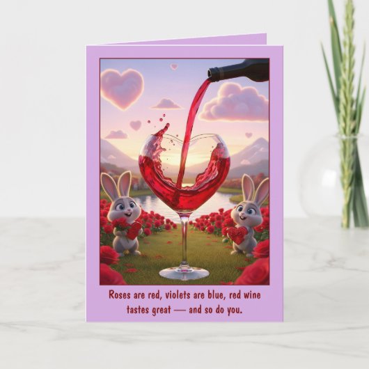 Carte de la Saint-Valentin drôle avec du vin rouge (Devant)