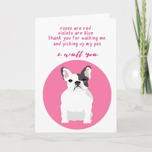 Carte de la Saint-Valentin drôle de bouledogue fra (Devant)