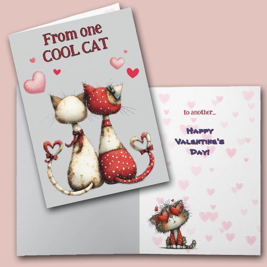 Carte de la Saint-Valentin drôle de chat cool
