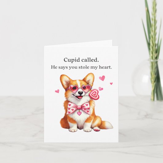Carte de la Saint-Valentin drôle de corgi appelée (Devant)