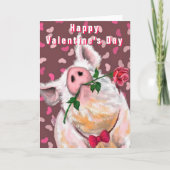 Carte de la Saint-Valentin drôle de Gentleman Pig (Devant)