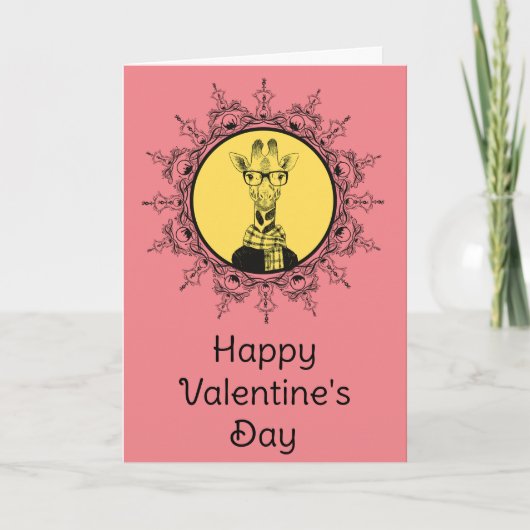 Carte de la Saint-Valentin drôle de girafe verte (Devant)