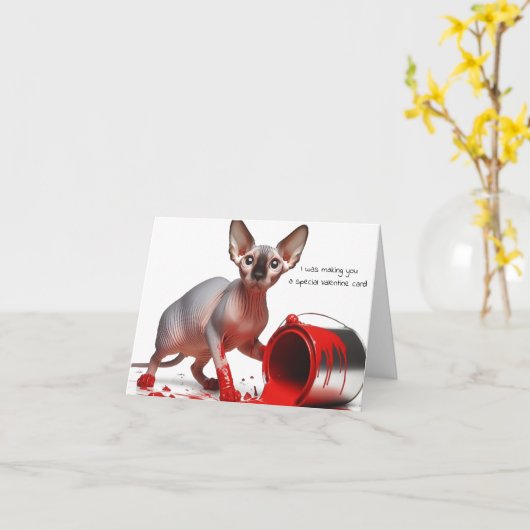 Carte de la Saint-Valentin drôle de Sphynx (Fleur jaune)