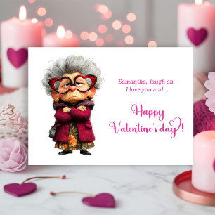 Carte de la Saint-Valentin drôle de vieille dame e