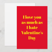 Carte de la Saint-Valentin drôle Je t'aime (Devant / Derrière)