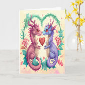Carte de la Saint-Valentin du couple de dragons ai (Fleur jaune)