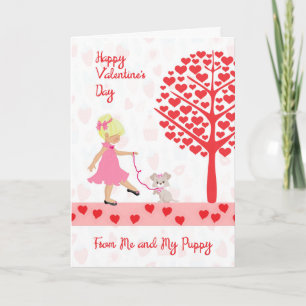 Carte de la Saint-Valentin d'une enfant fille à un