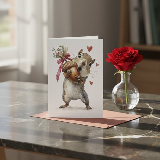 Carte de la Saint-Valentin écureuil mignon avec gl