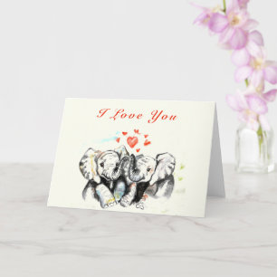 Carte de la Saint-Valentin éléphant couple mignon