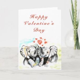 Carte de la Saint-Valentin éléphant couple mignon