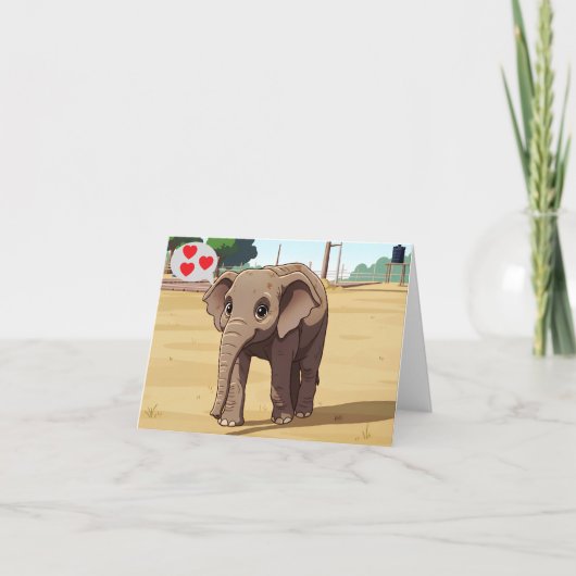 Carte de la Saint-Valentin éléphant mignon (Devant)