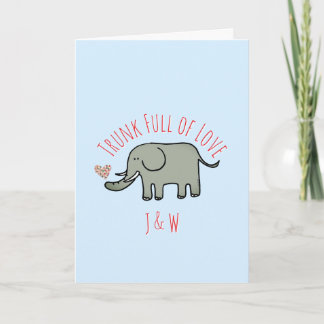 Carte de la Saint-Valentin éléphant mignon Tronc p